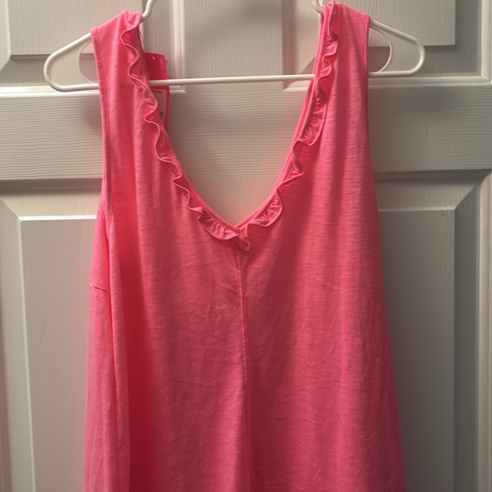 Lilly Pulitzer Gigi ruffle tank top. NWT. Havana Pink XL - Picture 2 of 6